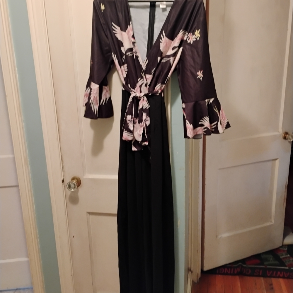 Chic Black and Pink Floral Jumpsuit